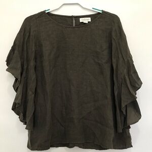 Velvet by Graham & Spencer Women's Gray Ruffle Sleeve Top Size S